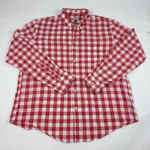 J.Crew Mens Red White Gingham Check Button Down Shirt XL Classic Fit